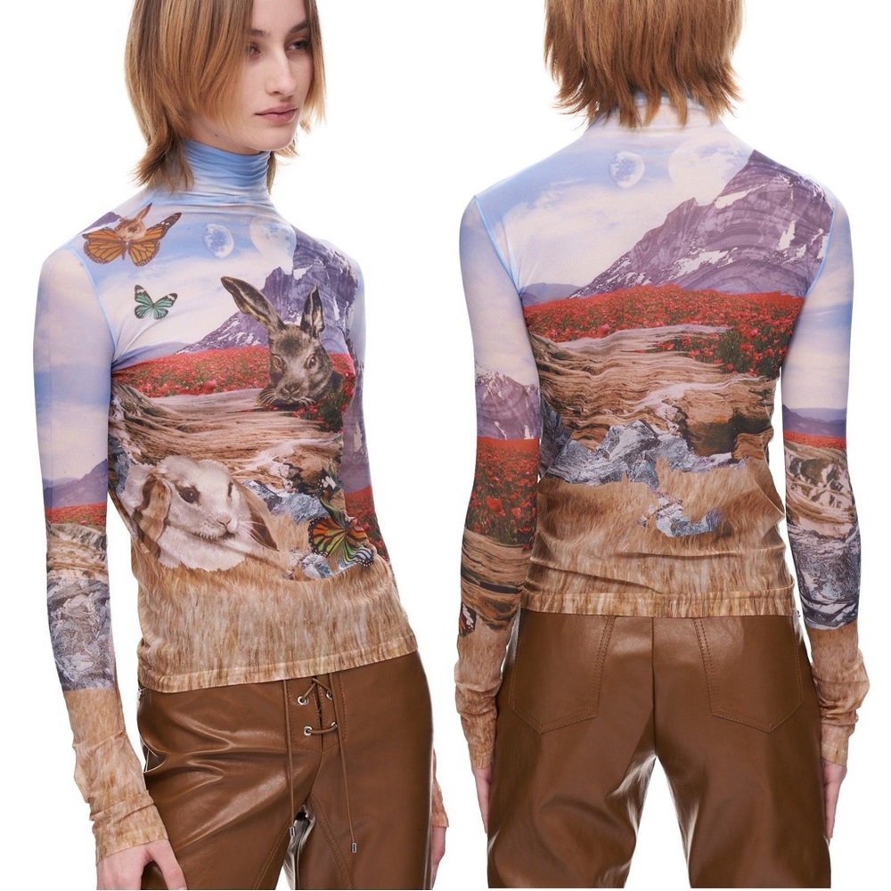 Acne Studios Denise Graphic-Print Mesh Top